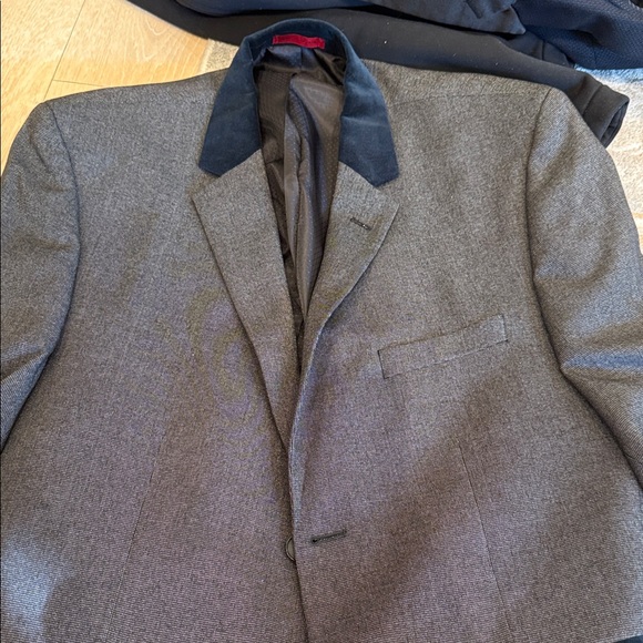 Alfani Charcoal Blazer with Navy Collar